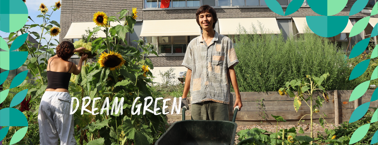 Students working in garden